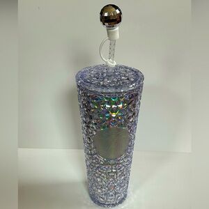 Starbucks Jewel Textured Tumbler With Holographic Accent & Disco Ball Topper-NWT